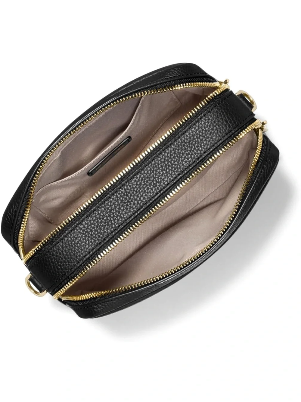 Michael Kors Black Leather Bryant Double Zip Chain Crossbody with Gold - New